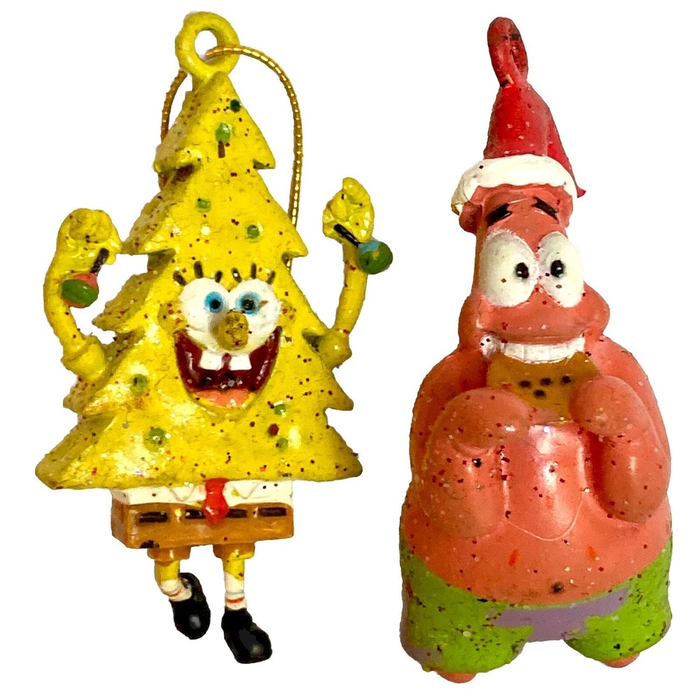Vtg 2004 Viacom SpongeBob SquarePants & Patrick Star Christmas Tree Ornaments